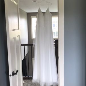 White Ivory Chiffon Maxi Bridesmaid Dress Bari Jay